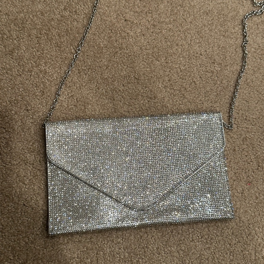 Silver Sparkly Envelope Clutch/Crossbody